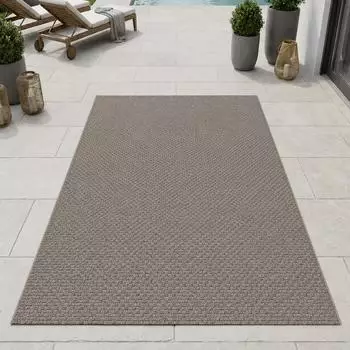 Carpetia Moderner Teppich Taupe Flechtstruktur Indoor Outdoor 80x150 cm