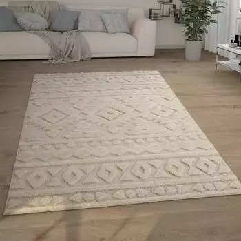 Paco Home Hochflor-Teppich Genua 746 (120x160cm) beige (creme)