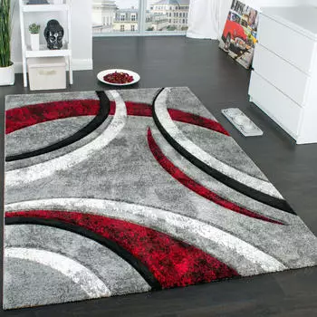 Paco Home Teppich Brillance 758 (240x330cm) rot (rot, grau)