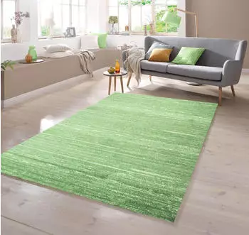 TeppichHome24 Designer Teppich Kurzflor Uni Design (80x300cm) Grün