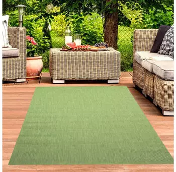 Carpetia Indoor & Outdoor Teppich in Sisal Optik Balkon Küche Terrasse Flur Läufer Unifarben grün 140x200 cm