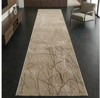 Carpetia Moderner Designerteppich mit glänzenden Ästen abstrakt beige 80x300 cm