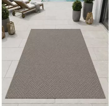 Carpetia Moderner Teppich Taupe Flechtstruktur Indoor Outdoor 80x250 cm