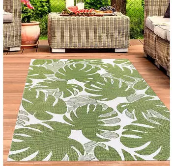 Carpetia Recyclebarer wasserfester Outdoor-Teppich in grün creme 120x170 cm
