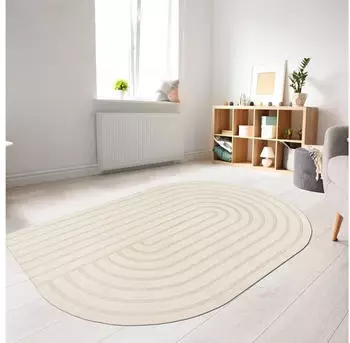 Carpetia Shape Teppich Schlafzimmer Wohnzimmer Strich Muster allergiker geeignet creme grau 160x230 cm