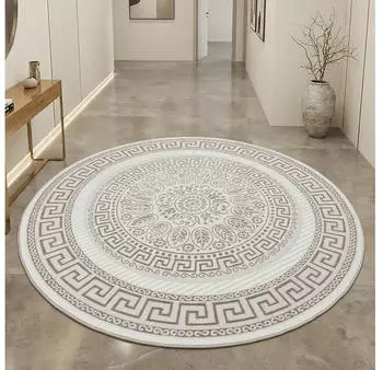 Carpetia Teppich mit orientalischem Flair weiß beige 200 cm Rund