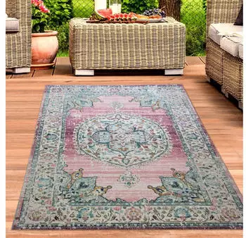Carpetia Teppich Outdoor Orientteppich Wohnzimmerteppich Ornamente in rosa 240x340 cm