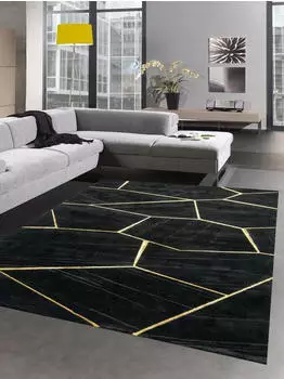 Carpetia Teppich Wohnzimmer geometrisches Muster schwarz gold 240x340 cm