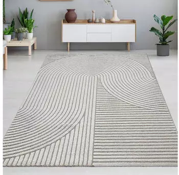 Carpetia Teppich Wohnzimmerteppich geometrisch Bogenmuster grau 80x300 cm