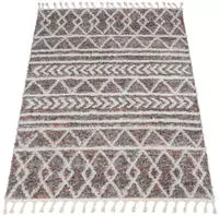 Paco Home Hochflor Teppich Wohnzimmer Shaggy Boho Modern Skandi Rauten Fransen