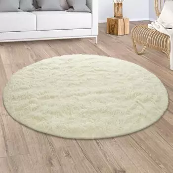 Paco Home Hochflor-Teppich Silky 591 (&Oslash;:120cm) gelb (vanille)