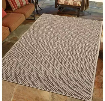 TeppichHome24 In- und Outdoorteppich mit Rautenmuster (200x290cm) beige/schwarz