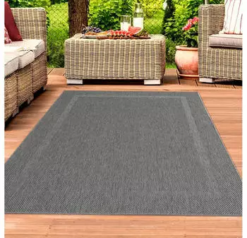 TeppichHome24 Sisalteppich mit dezenter Bordüre (160x220cm) anthrazit