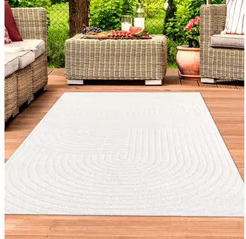 TeppichHome24 Stylische In- und Outdoor Teppich (240x340cm) creme