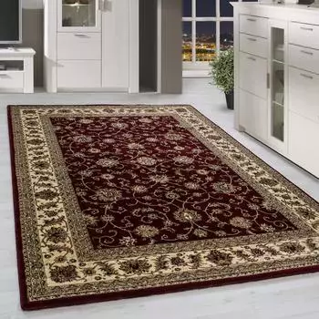 HomebyHome Orientteppich Kurzflor Bordüre Rot Beige 300x400cm
