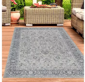 Carpetia Design-Teppich Vintage Ornamentmuster für Innen und Außen grau 120x170 cm
