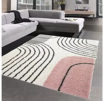 Carpetia Designerteppich mit runden Mustern - rosa creme 200x290 cm