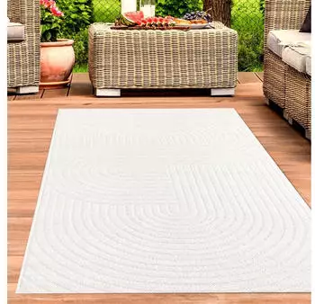 Carpetia In- & Outdoor Moderner Teppich waschbar in cream 160x220 cm