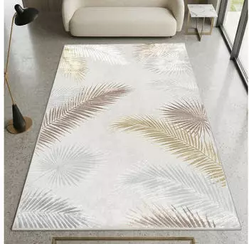 Carpetia Moderner Creme Teppich mit Palmblattmuster und Glanzoptik 120x170 cm