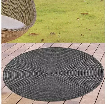 Carpetia Outdoor Designteppich Light Anthrazit rund moderne Struktur wetterfest robust 160 cm Rund