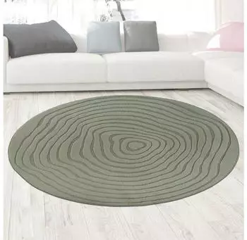 Carpetia Runder Designteppich grün mit Wellenstruktur modern & pflegeleicht 160 cm Rund