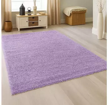 Carpetia Shaggy Teppich in Flieder - moderner Hochflor für stilvolle Wohnräume 120x170 cm