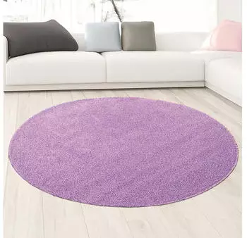 Carpetia Shaggy Teppich in Flieder - moderner Hochflor für stilvolle Wohnräume 200 cm Rund