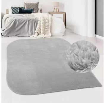 Carpetia Softer uni Teppich abgerundeten Ecken in grau 120x170 cm