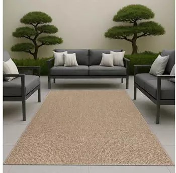 Carpetia Teppich mit Jute-Optik für Innen- und Außenbereiche in Beige 80x250 cm