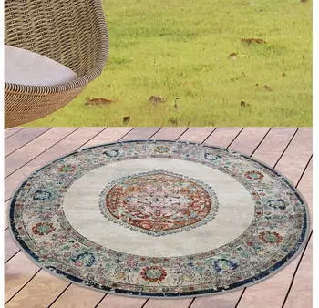 Carpetia Teppich Orient Teppich Outdoor Wohnzimmerteppich Vintage bunt 160 cm Rund