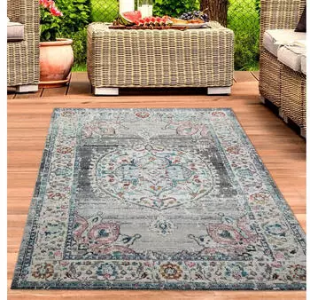 Carpetia Teppich Outdoor Orientteppich Wohnzimmerteppich Ornamente in grau 240x340 cm