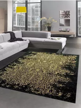 Carpetia Teppich Wohnzimmer Designerteppich Ornamente schwarz gold 120x170 cm