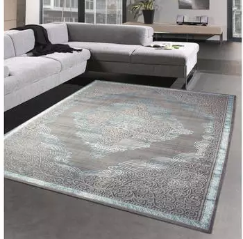 Carpetia Vintage-Flair Orient Teppich verwaschen in silber-türkis 160x230 cm