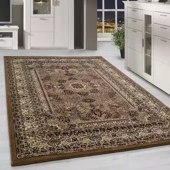 HomebyHome Orientteppich Bordüre Kurzflor Beige 240x340cm