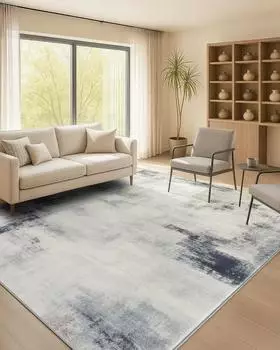 Songmics Teppich 160x230cm Abstrakter Stil rutschfest maschinenwaschbar Taubengrau (TAR077G11)