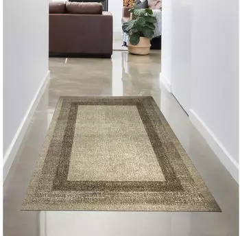 Carpetia Designer Wohnzimmerteppich vintage kurzflor Modern seitlich gekettelt in beige braun 80x150 cm