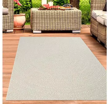 Carpetia Teppich Outdoor wetterfest robust mit Kreismuster in Creme 160x230 cm