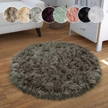 Paco Home Fellteppich Playa 960 (&Oslash;:90cm) grau (anthrazit)