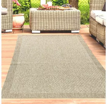 Carpetia Teppich moderner für den Außen- und Innenbereich einfarbig in Beige 120x170 cm