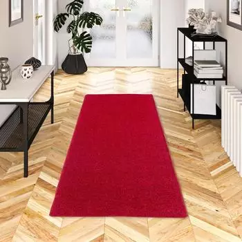 Snapstyle Mona Hochflor-Velours Teppich, rot, 100x100cm
