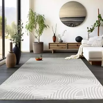 HomebyHome Kurzflor-Teppich Skandinavisch/Boho, grau, 280x370cm