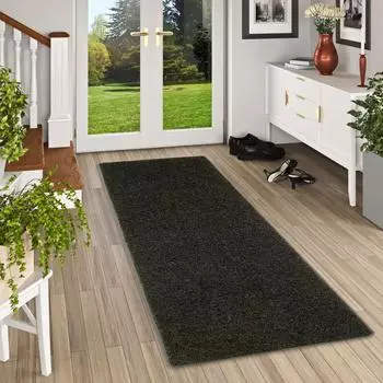 Snapstyle Mona Hochflor Velours Teppichl&auml;ufer, schwarz, 80x160cm