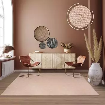TT Home Kurzflor-Teppich, waschbar, Boho, unifarben, melierte Optik
