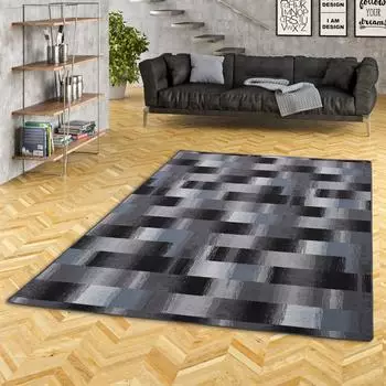 Snapstyle Mystic Karo Velour-Teppich blau/grau, 140x200cm