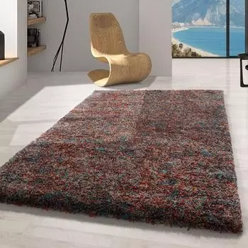 CarpetSale24 Hochflor Teppich Shaggy, meliertes Design, terrakotta, 200x290cm (MON-ENJOY2002904500TERRA)