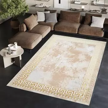 Tapiso Ares Kurzflor-Teppich beige, klassisch, 3D-Effekt, 250x350cm