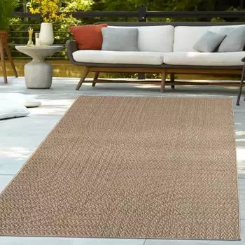 TT Home Outdoor-Teppich Regenbogen-Muster, Boho, Sisal-Look, 200x290cm