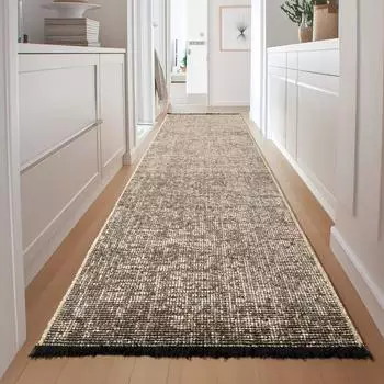 HomebyHome Chenille-Teppichläufer Baumwolle, beige, 80x250cm, rutschfest
