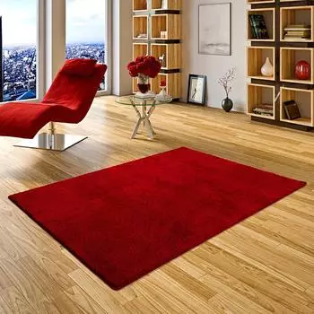Snapstyle Palace Hochflor-Shaggy-Teppich, weinrot, 133x133cm