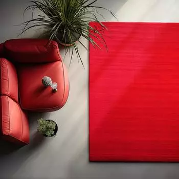 HomebyHome Kurzflor-Teppich einfarbig, waschbar, rutschfest, 240x340cm, rot (HHSKY2403405400RED)